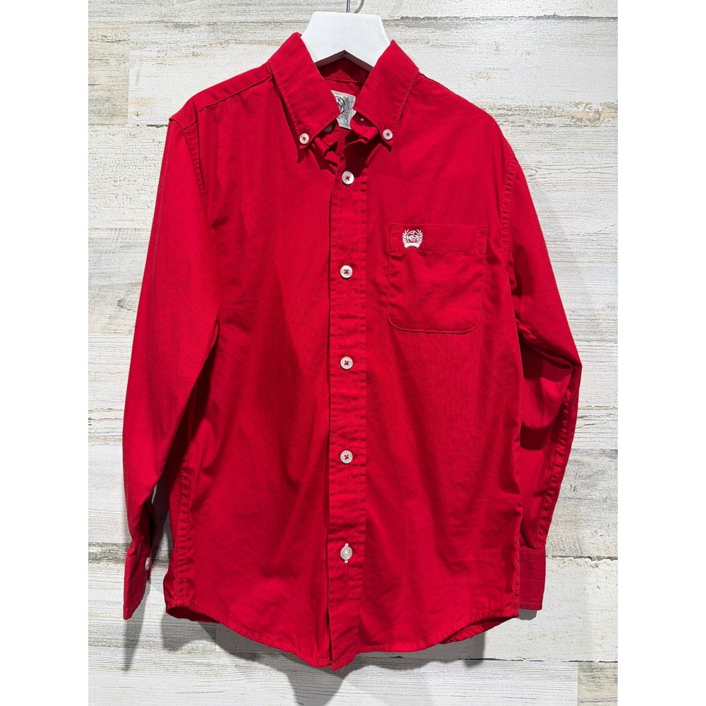 Cinch Button Down Shirt Boys XS 4-5 Red Long Sleeve Western Rodeo EUC